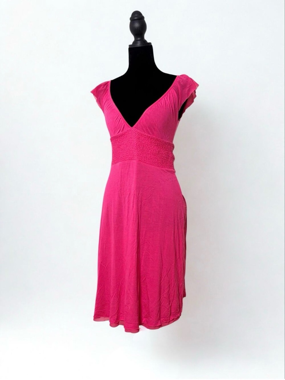 Miss Sixty Hot Pink V-Neck Mini Dress
